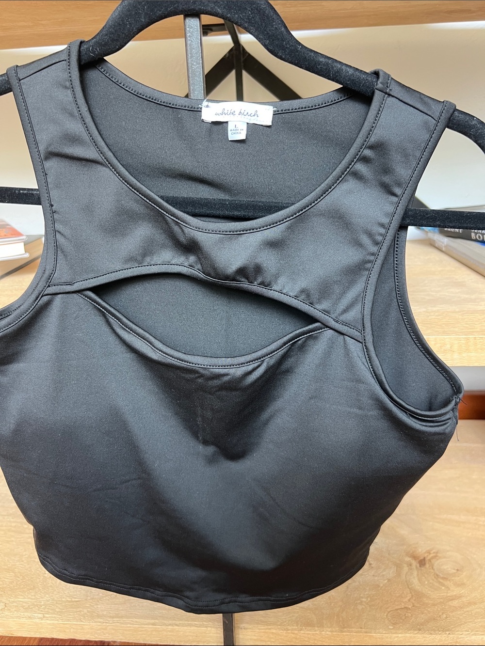 white birch Black Cutout Padded Sports Bra Tank